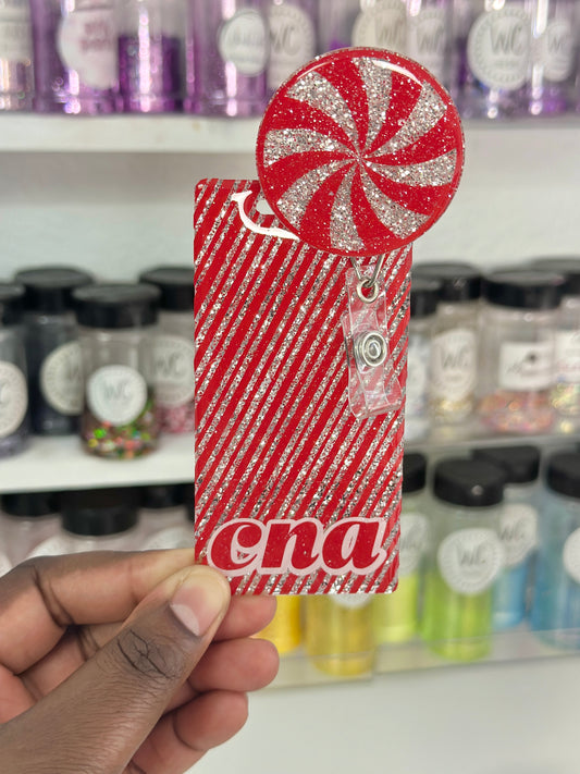 Red Peppermint Badge Reel + Backer Set