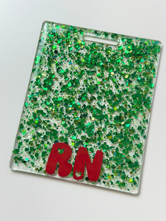 Glitter Green Badge Backer
