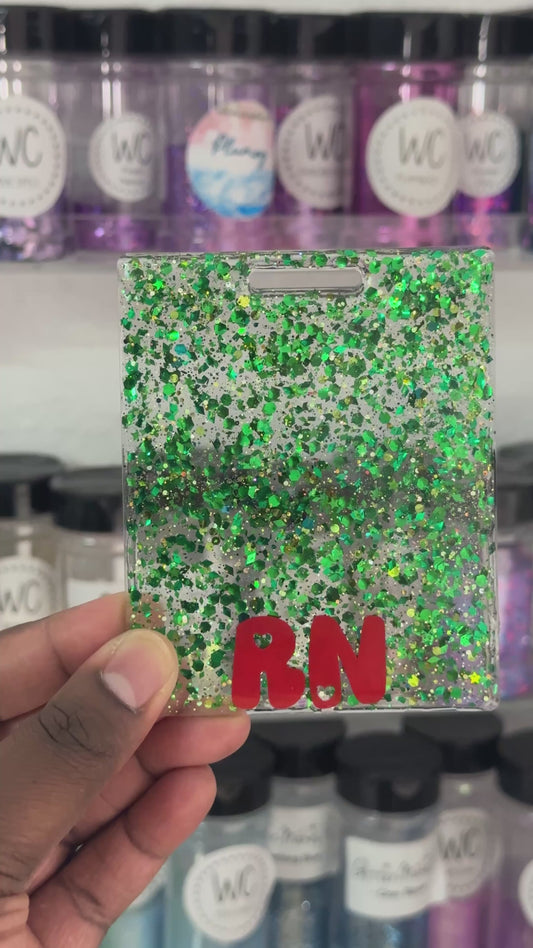 Glitter Green Badge Backer