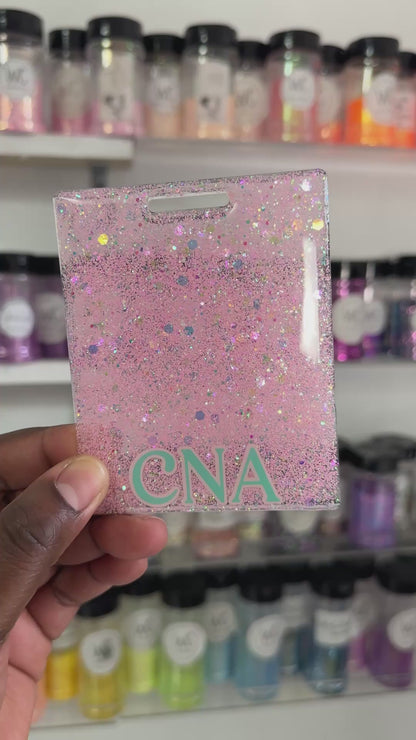 Pink and Teal Badge Backer